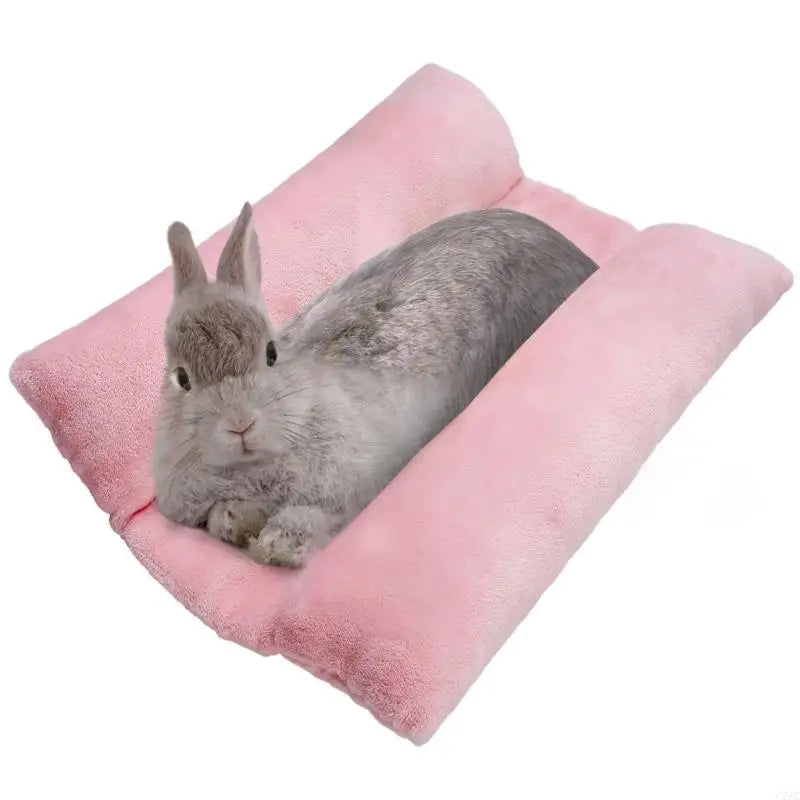 Rabbit Bed Reversible Small Pet Mat Snuggle Bunnies Bed for Ferrets,Cuddle Cushions Plush Mat with Cotton Loungers Pillows C7AC