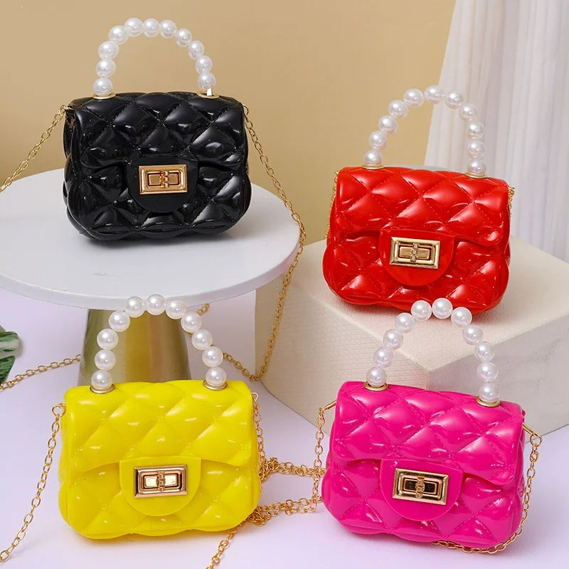 Fashion Kids PVC Leather Crossbody Bags Girls Heart Shoulder Bags Children Mini Coin Purses Jelly Bag Kids Handbag Gifts ﻿