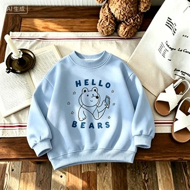 Autumn New Children Sweatshirts Girls Cute Cartoon Print Pullover Cotton Baby Long Sleeve Tops Kids Boys Casual Sweatshirt