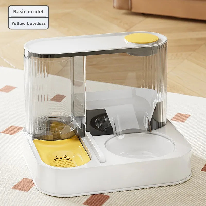 Pet feeder,cat food bowl,2 in 1 feeder waterer,automatic pet fountain,indoor feeding dish