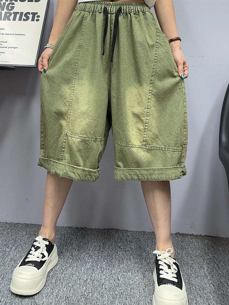 Amax LuluE 2026 Casual Womens Summer Fashion Jeans Loose Vintage Denim Pants Females Luxury Classic Elastic Waist Solid Trousers