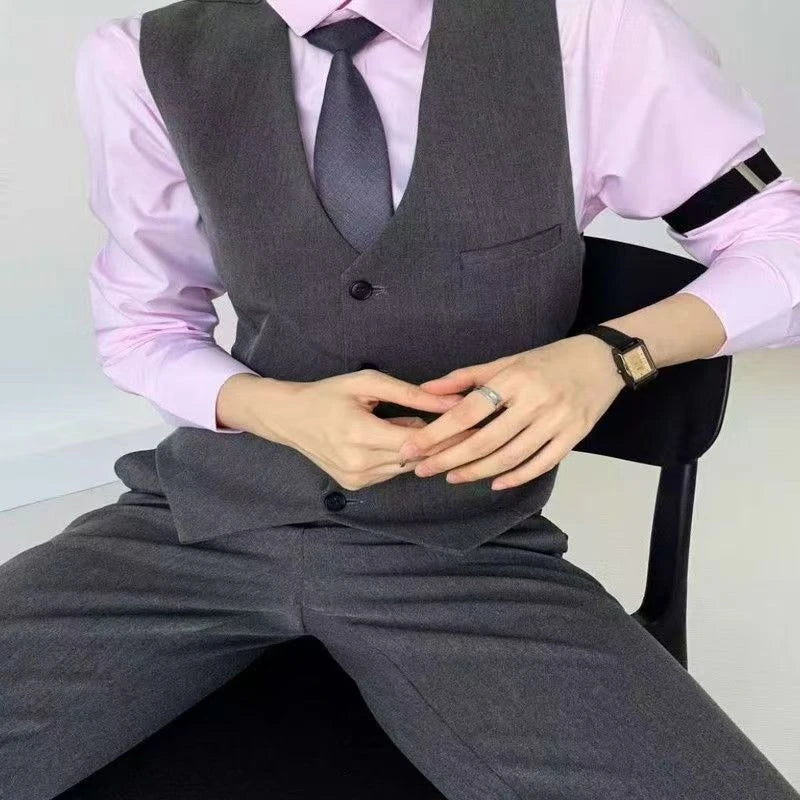 Unisex Black Grey Blazer Vest Edgy Slim Fit Suits Vest with High End Tailored Design for Men Women