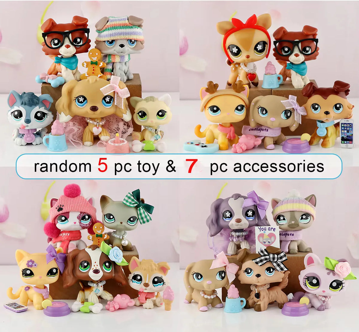 Pet Shop Toys Lovely Pets 5pcs Random and 7pcs Random Accessories Rare