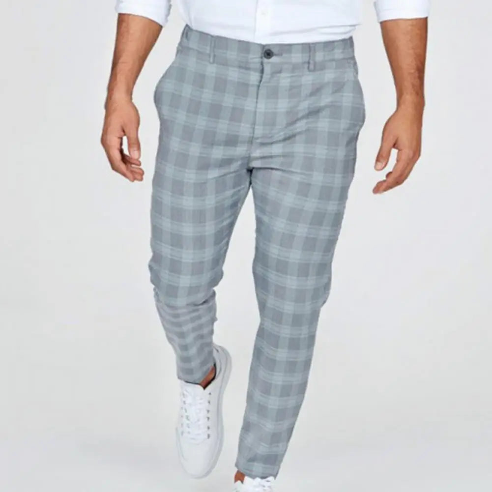 2025 Men Trousers Plaid Loose Autumn Winter Vintage Checkered Pants Men's Fashion Slim Fit Plaid Casual Pants Long Pencil Pants