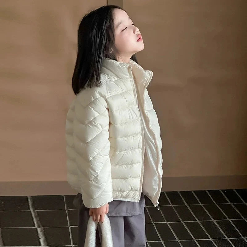Winter Warm Baby and Girls Boys Lightweight Plain Turtleneck Zip Puffer Jackets Kids Windproof Coats Children Outfit Tops 1-12Yr