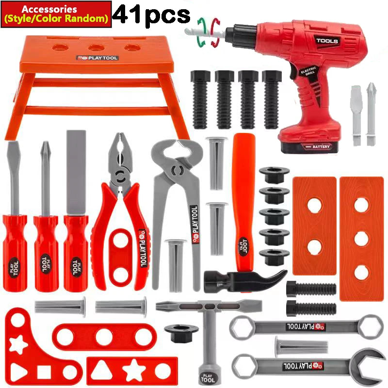 Kids Tools Set Toys 68/55/41/38  Simulated Repair Tool Set Pretend PlayEngineer Plastic Construction Toys Toddler Kids Boys Gift