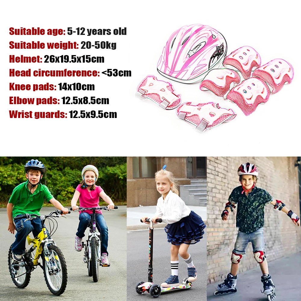 Kids Rollerblading Protective Gear Set Helmet Protector Knee Elbow Wrist Pads Boy Girl Bike Skateboard Skiing Scooter Sports
