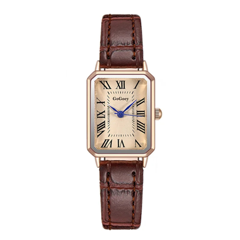 Fashion Retro Digital Dial Casual Watches Square Leather Strap Fashionable Clock Quartz Wristwatch for Women Gift