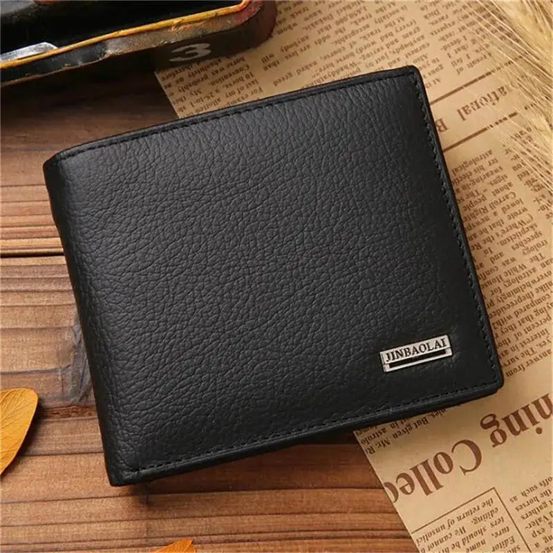 New Men Wallets Premium Product Real Cowhide for Man Short Black Walet Portefeuille Homme