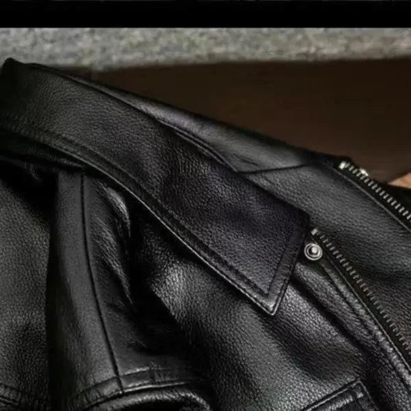 Mens Genuine Leather Jacket High End Motorcycle Biker Coat Autumn Winter New Lapel Style Riding Suit Fashion Real Leather Outerw
