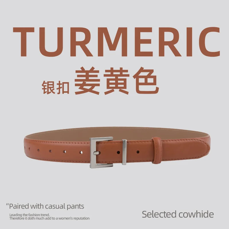 New Waist Belts for Women Plain Real Leather Jeans Belts Strap Blue Pink Khaki Cowhide Waistbands Ladies Daily Dress Decoration