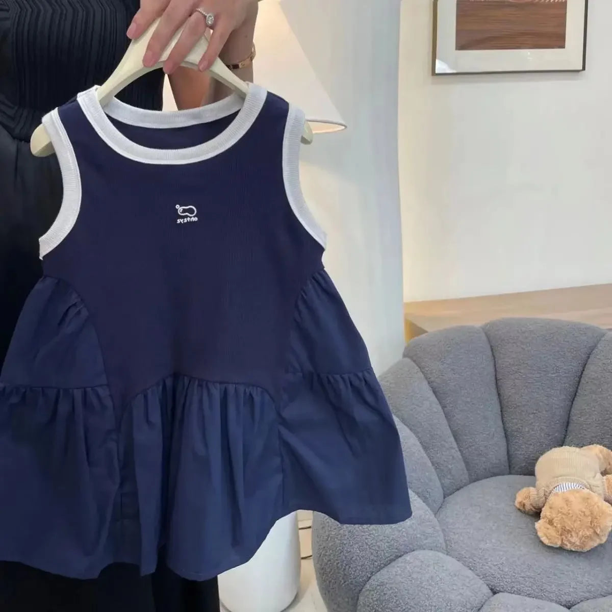 Children's Dress Girls Vest New Summer Baby Fashionable Style Little Girl High-grade Splicing Sleeveless Dress Loungewear Outfit
