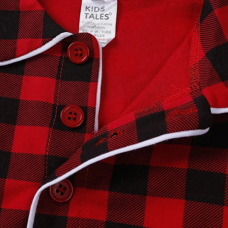 Christmas Pyjamas Sets for Kids 1-13 Years Cotton Loungewear Sibling Pajamas Winter Baby Boys Girls Soft Plaid Children Clothes