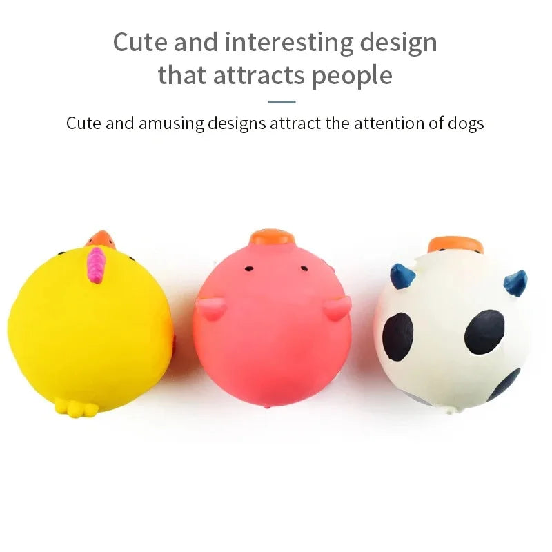 Pet Dog Vocal Toy Durable Dog Chew Toys Pigs Cows Chickens Tough Squeaky Dog Grinding Teeth Toys Pet Latex To Clean Teeth Toys