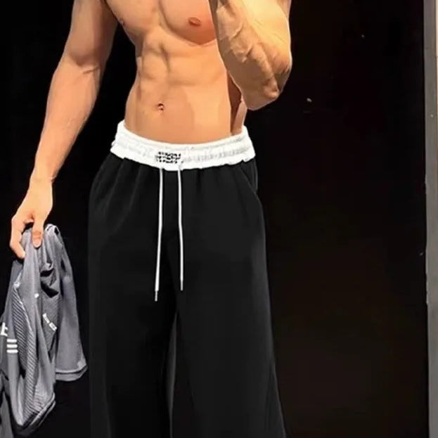 Color Block Men's Sweatpants Spring Autumn Jogging Trousers Fitness Loose Fit Gym Bottoms Solid Color Outfit Streetwear Pants