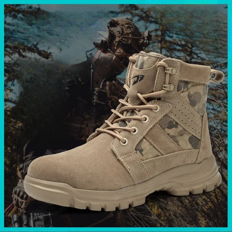 Outdoor Tactical Boots Desert Boot Anti-smash Anti-puncture High-top Safety Work Shoes Work Boots for Men Steel Toe Waterproof