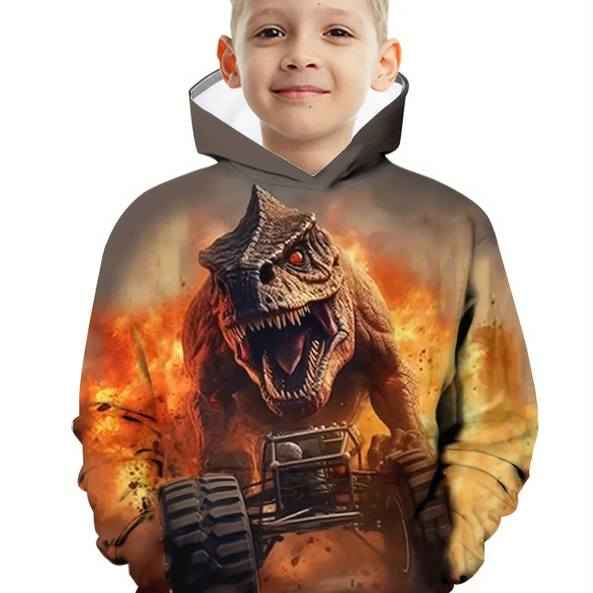 Children's Clothing Hoodies Kids Clothes Boy Children Top Long Sleeve Cartoon Dinosaurs Print Spring And Autumn Outdoor Clothes