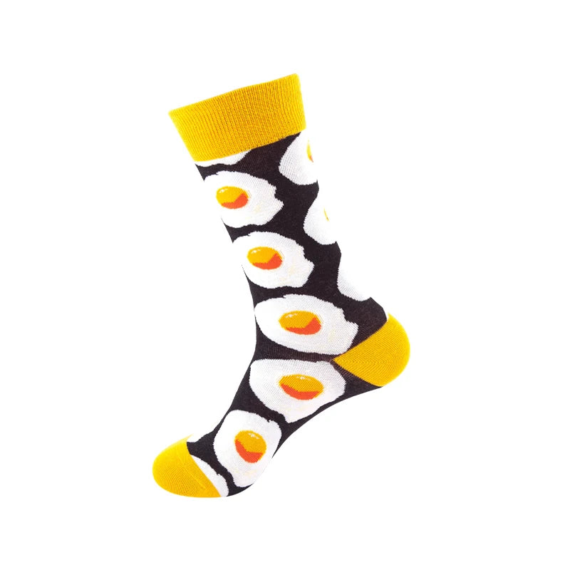 High Quality Funny Socks Women Men Cartoon Socks Seafood Eggs Avocado Sushi Sokken Calcetines Unisex Hip Hop Skateboard Socks