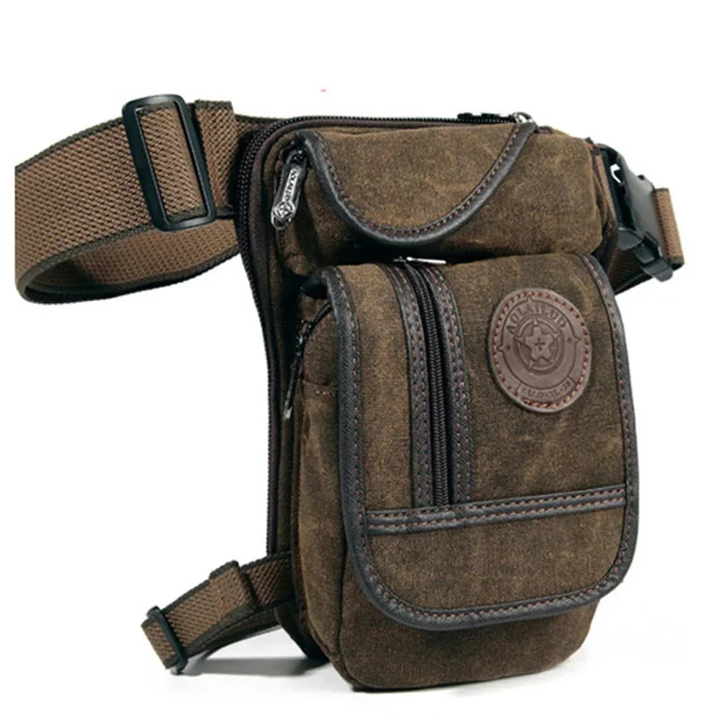 Men's Canvas Drop Leg Bag Motorcycle Multi-purpose Messenger Shoulder Bags High Quality Belt Hip Bum Waist Fanny Pack