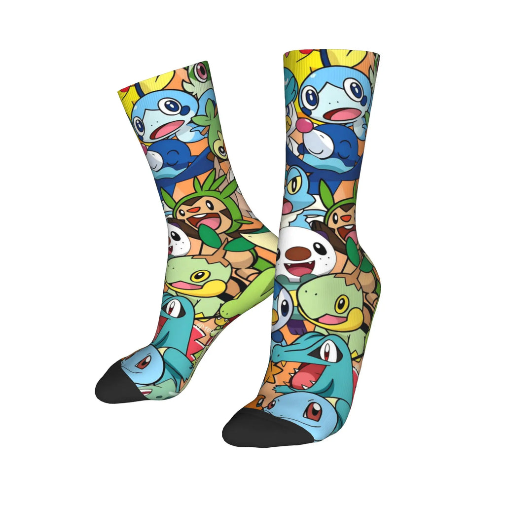 Men's Socks Pokemon Characters  Stockings Non-Slip Comfortable Socks Autumn Modern Design Outdoor Sports Socks