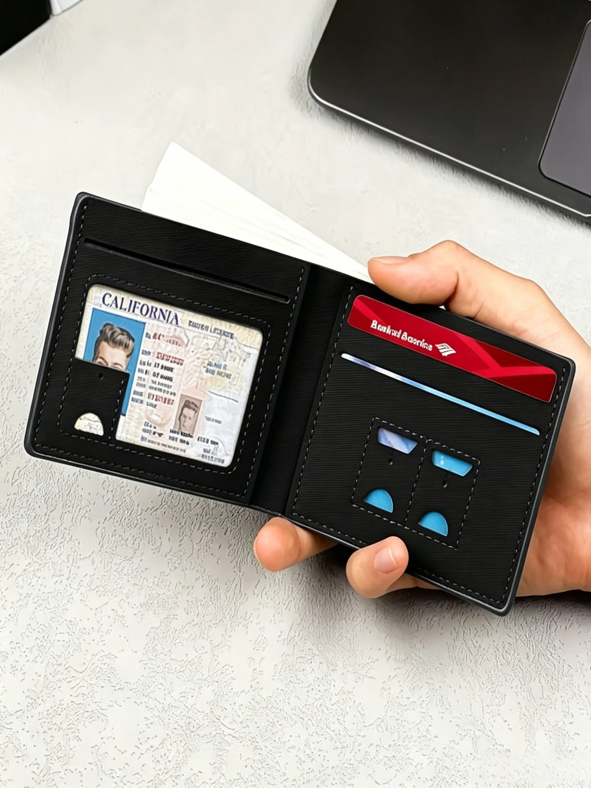 Slim Wallet for Men, Front Pocket Bifold Credit Card Holder, Scratch-Resistant PU Leather with Card Slots & ID Window