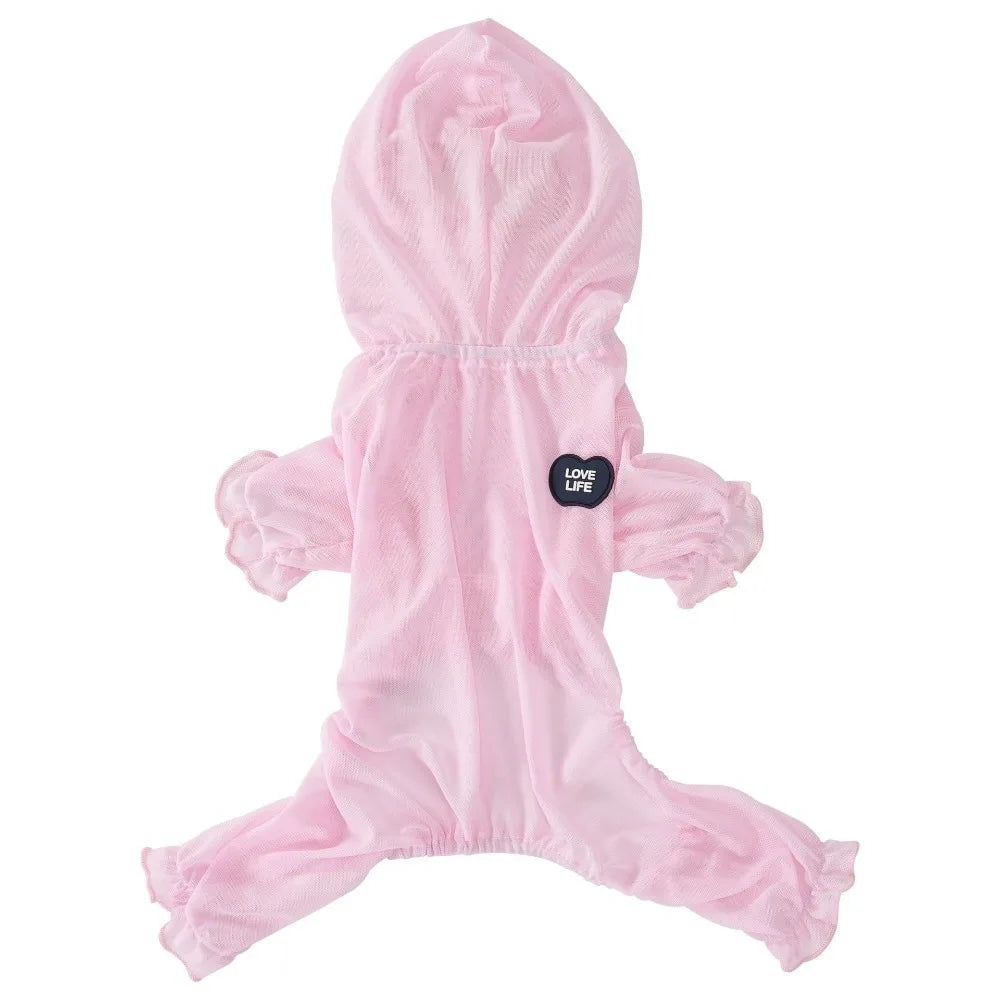 Pet Outfits Breathable Mesh Dog Cooling Clothing Soft Hooded Pet Jumpsuit Full Body Dog Pajamas Spring Summer