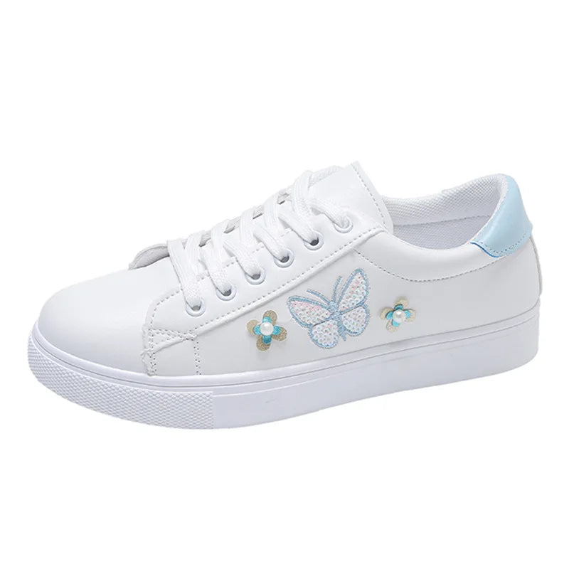 New Women's Sneakers Butterfly Embroidered Flats Women's Outdoor Running Vulcanized Shoes Breathable Women's Shoes Zapatos Mujer