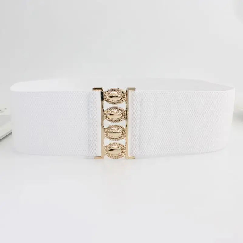 Women Belt Fashion Elastic Waist Cover Golden Buckle Elastic Waist Closure Versatile Wide Belt Paired With Dress Coat Lady Belts