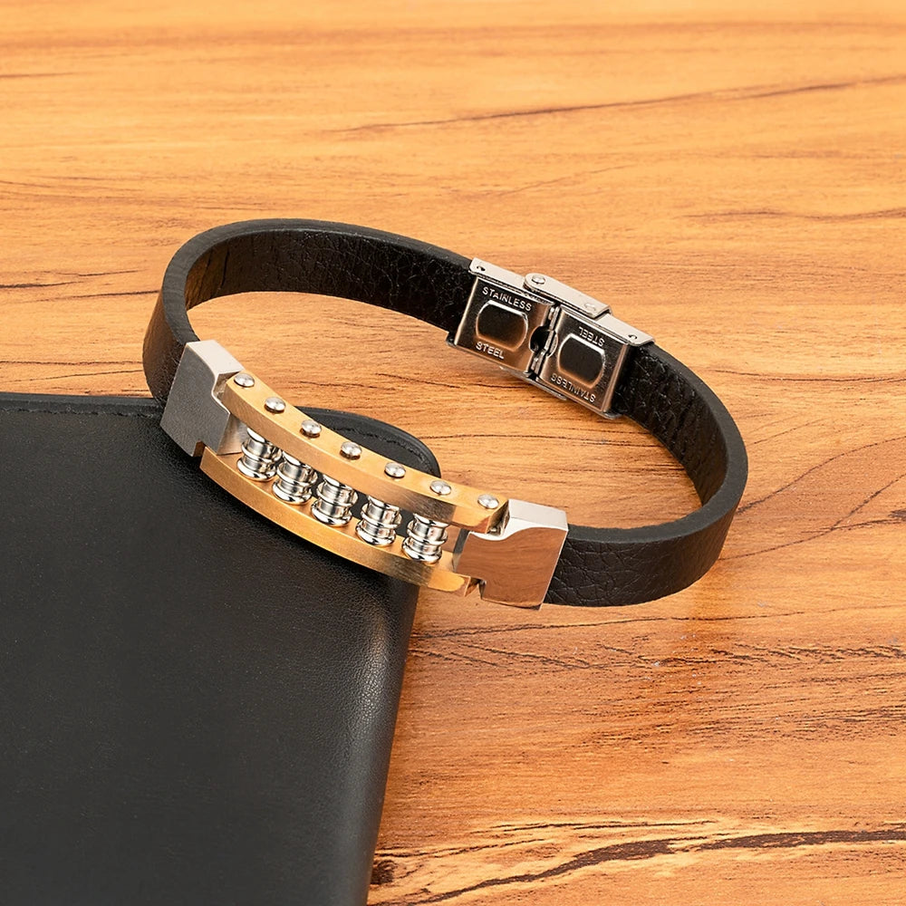 Trendy Leather Bracelets For Men Stainless Steel Bracelets for Male Hand-woven Jewelry Accessory Gifts Wholesale Dropshipping