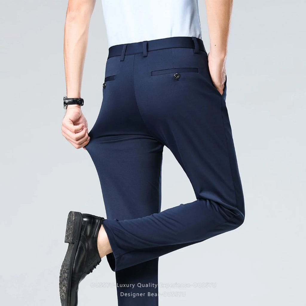Brand Clothing Summer Thin Men's Stretch Suit Pants Business Slim Straight Work Office Black Formal Trousers Men Plus Size 40