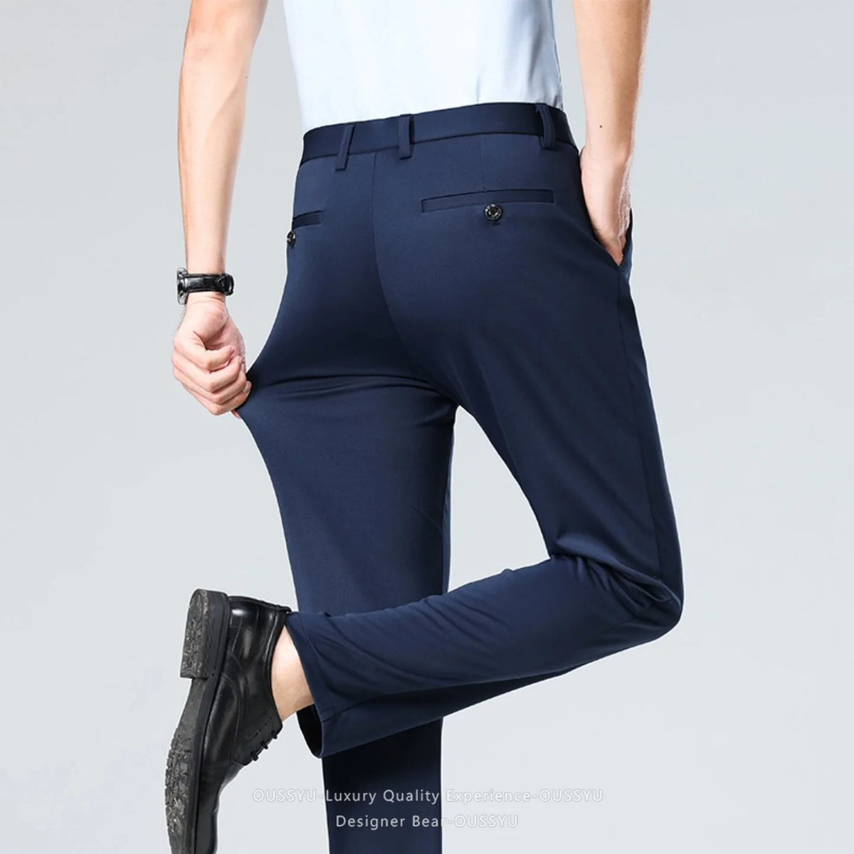 Brand Clothing Summer Thin Men's Stretch Suit Pants Business Slim Straight Work Office Black Formal Trousers Men Plus Size 40
