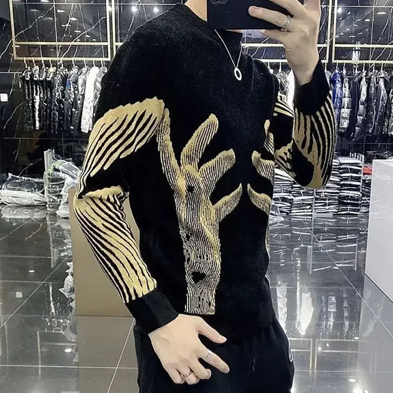 Knitted Sweaters for Men Korean Popular Clothes Fashion Knitwear Autumnr and Winter S Style Sweat Shirt Designer Pullover Man