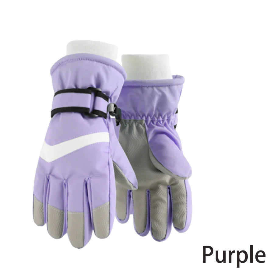 Children's Winter Ski Gloves Heavy Duty Warm Windproof Outdoor Sports Gloves Kids Boys Girls Ski Gloves for 3-14Y Ski Gloves