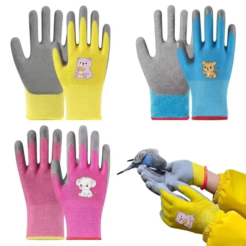 Kids Gardening Work Gloves Toddler Children Soft Rubber Coated Yard Safety Gloves for Boys Girls Youth Indoor Outdoor Play & DIY