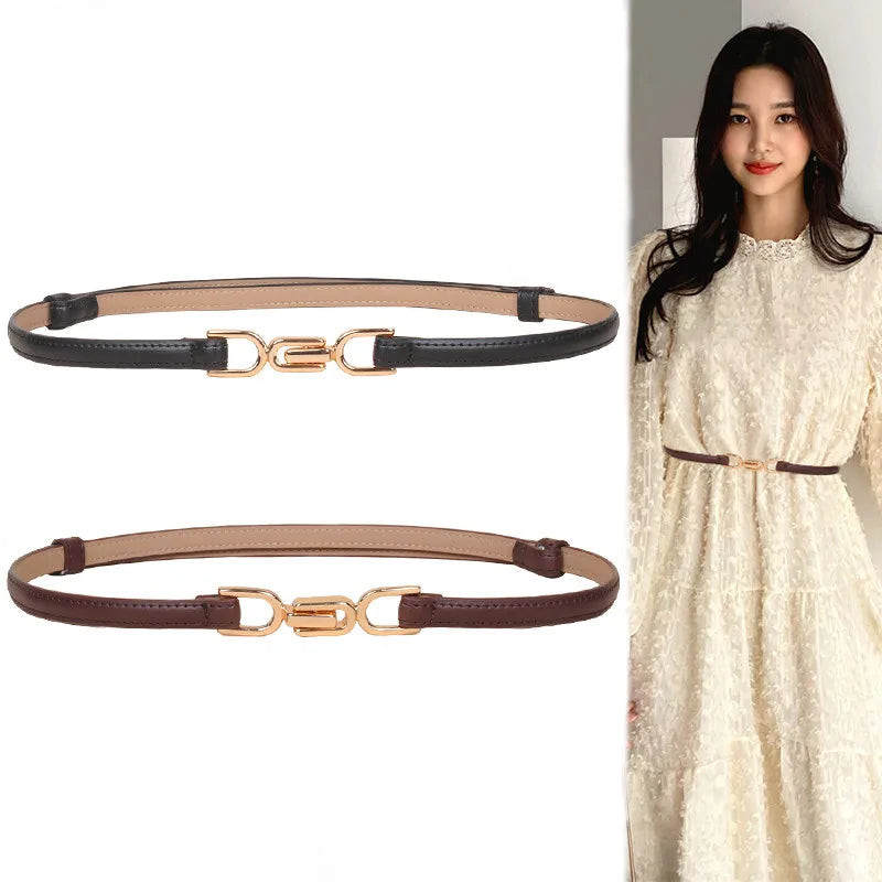 Women's Buckle Adjustable Simple and Fashionable Versatile Belts Dress Accessories Korean Style Adjustable Waist Cinching Belts