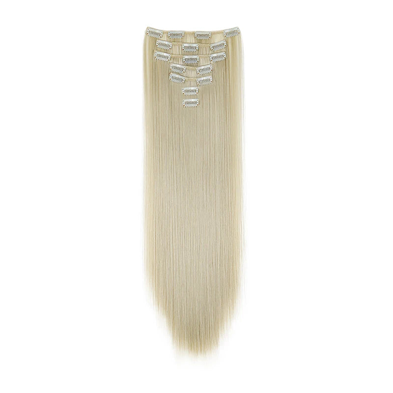 WIGSIN 24Inch Synthetic 7Pcs/set Long Straight Hair Extension 16Clips Hairstyle Black Blonde Hairpiece for Women