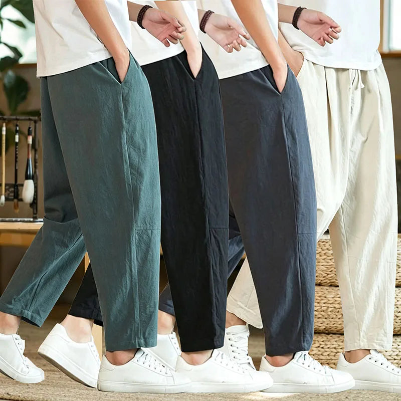 Men's Lightweight Ankel-Length Pants Solid Color Breathable Sweatpants Joggers Men Baggy Pants Streetwear Long Trousers Men