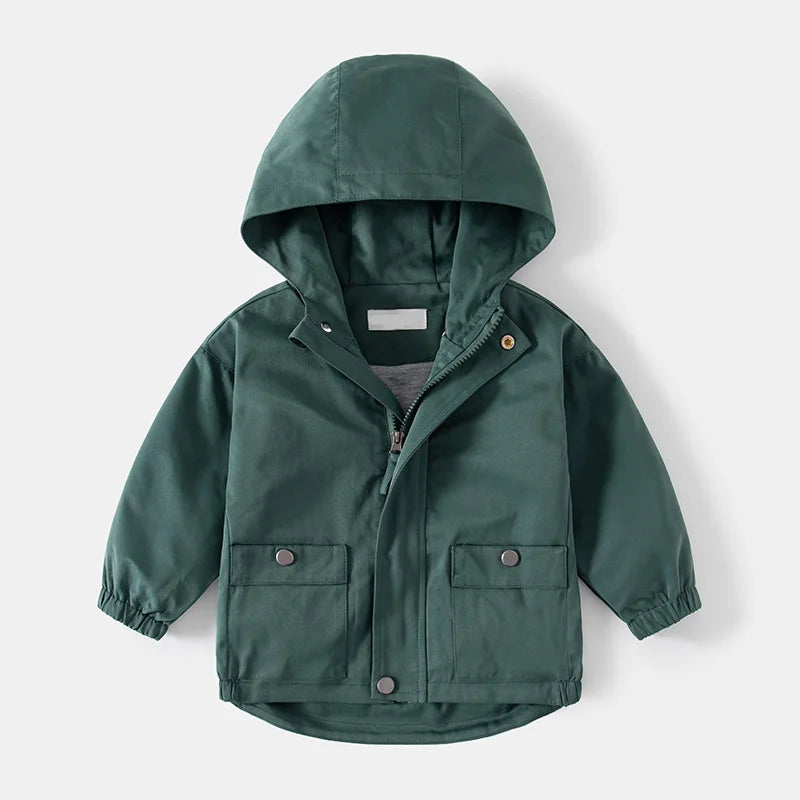 Boys Jackets Spring  Autumn 2025 Children's Outerwear Solid Color Hoody for Kids Toddler Windbreaker Baby Outfits Clothing