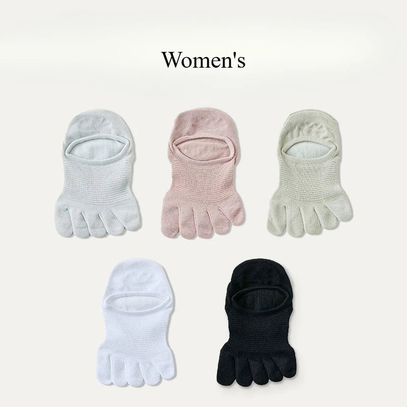 Women's 5 Pair Cotton 5-toe Socks Summer Breathable Mesh Sock for Women Mens Five Finger Ankle Toe Socks Low Cut Sock for Ladies