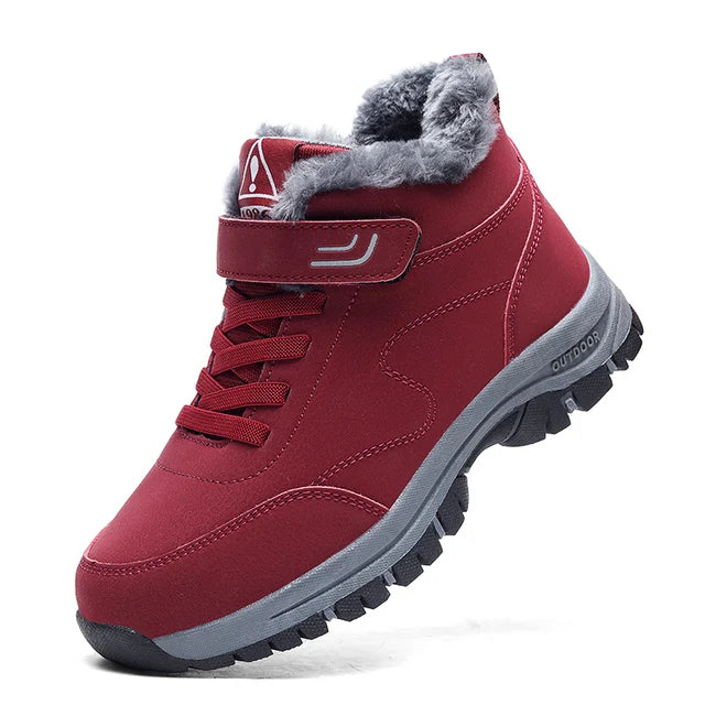 Leather Boots Men Women Shoes Waterproof Boot Man Plush Keep Warm Outdoor Ankle Boots Military Combat Boots Walk On Ice Sneakers