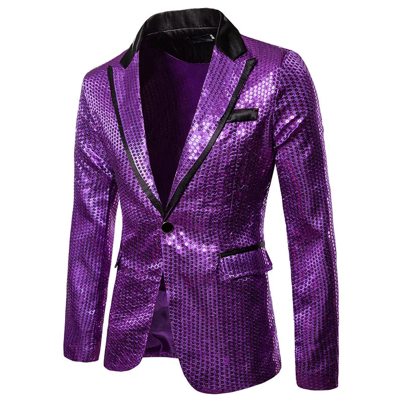 New Men's Dress Suit Round Sequin Boutique Casual Suit Jacket Men Wedding Stage Performance Costume Bar Nightclub Host Suit Tops