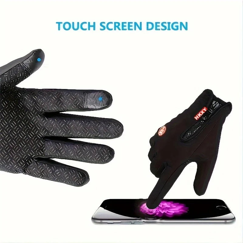 New men's cold-proof and waterproof gloves, anti-slip, warm, with velvet lining, index finger, suitable for outdoor sports, spri