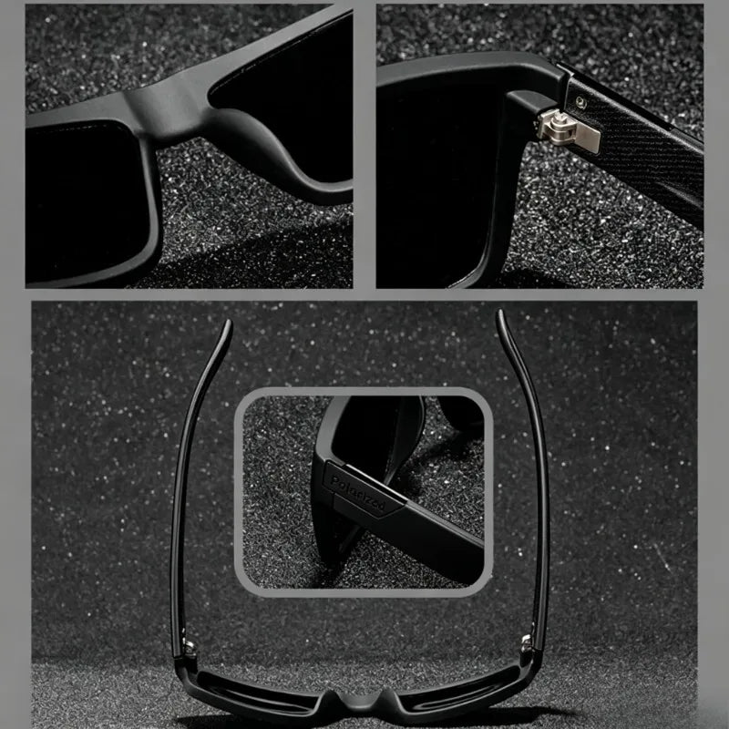 Polarized Sunglasses For Men Matte Black Square Frame UV400 Anti‑Glare Lens Outdoor Driving Beach Cycling Sun Protection Eyewear