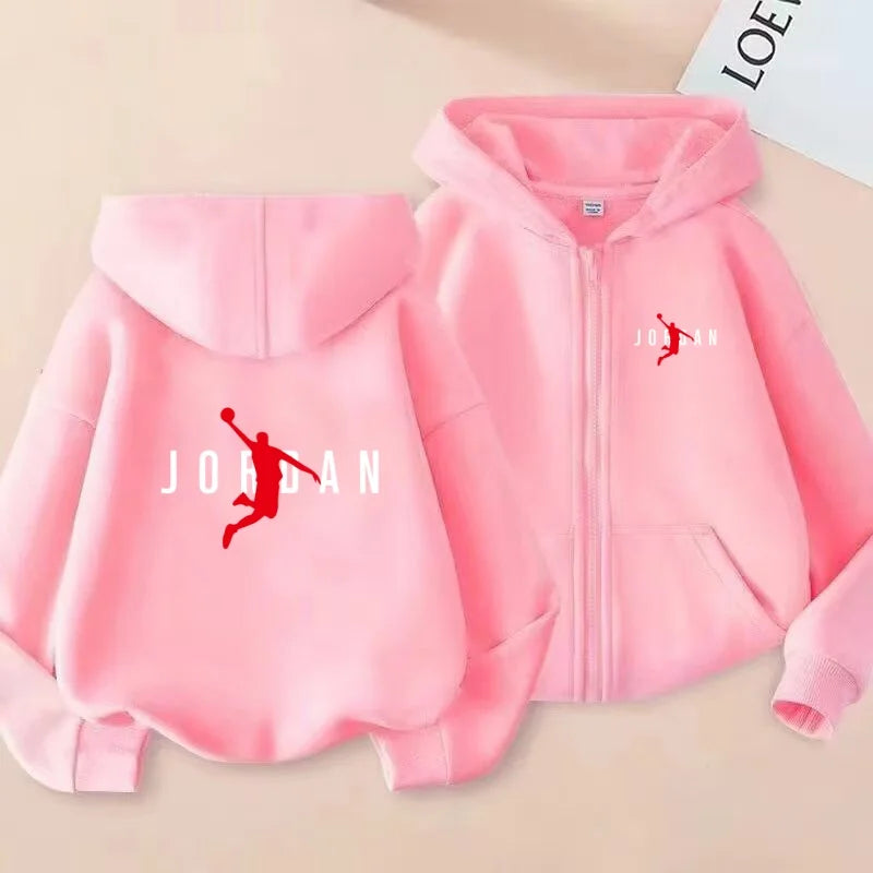 kids Autumn Winter Sweatshirt Basketball Charming Clothing Zipper Style Hoodie Girl Boy 3-12 Years Fashion Blue Black White Coat