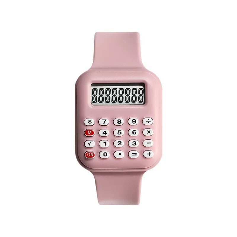Rubber Strap Children Watch with Calculator Watches for Student Show Time and Date Digital Clock Kids Creative Calculator Watch