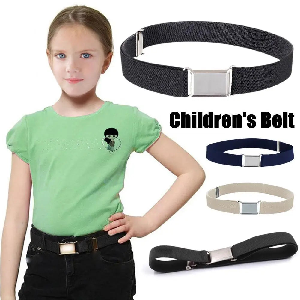 Kids Adjustable Elastic Belt Single Color Pants Waistband for Boys Girls, Stretchable Children's Belt with Length Adjustment