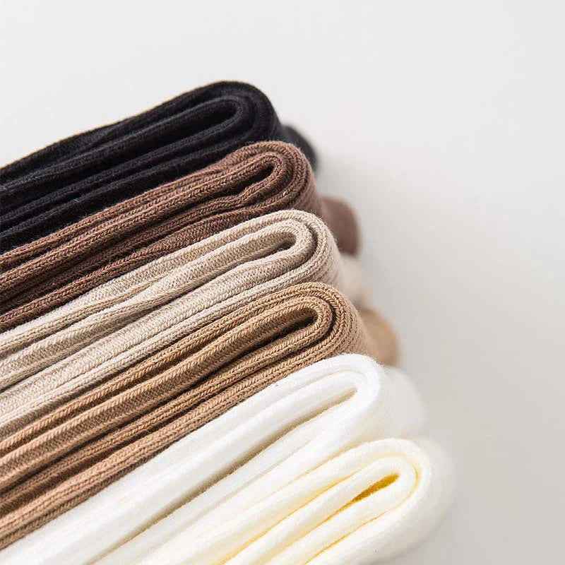 5Pairs Solid Color Women Mid Length Socks  Women's Casual Cotton Socks Autumn Simple Women's Medium Length Socks