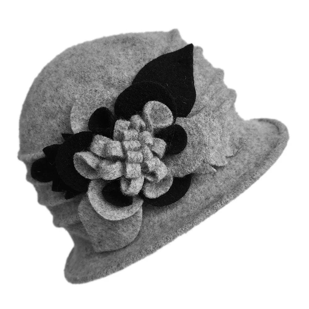 2025 Women's Autumn and Winter Wool Hat Hand-made 3D Flower Fedoras Basin Hats Hot Selling Floral Mixed Colors Wool Hats for Mom