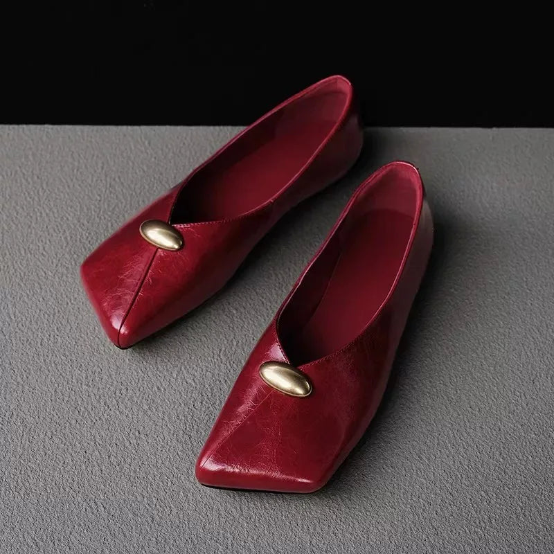 Spring Style Loafers for Women - One-piece Square-toe Thick-soled Low-cut Single Shoe