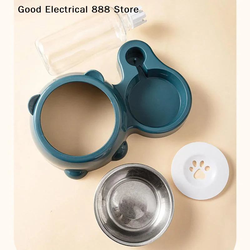 【G】2 In 1 Pet Feeding Bowl Set With Automatic Water Dispenser Non Slip Base For Small Dogs Cats Indoor Daily Feeding Use